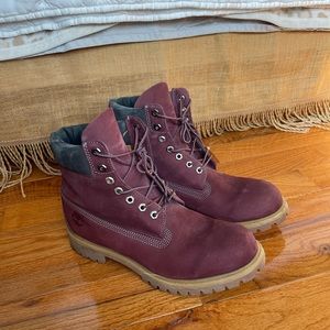 Mens Burgandy suede Timberlines, size 10 1/2 originally $170.00  listed $88.00